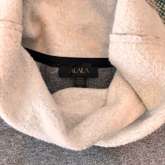 Alala Bell Sleeve Raw Edge velvet stripe Sweatshirt Activewear Top Grey XS - Picture 5 of 10